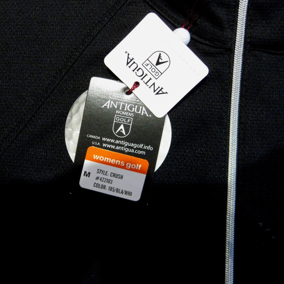 NWT Golf shirt M Black White trim Short sleeve Zipper Wicks Cools Desert Dry Top - Picture 3 of 3